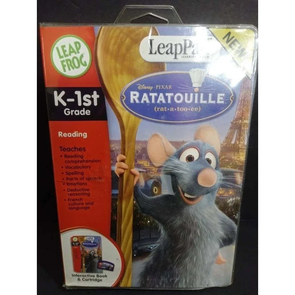 LeapFrog LeapPad Disney Pixar RATATOUILLE K-1st Grade Book & Cartridge